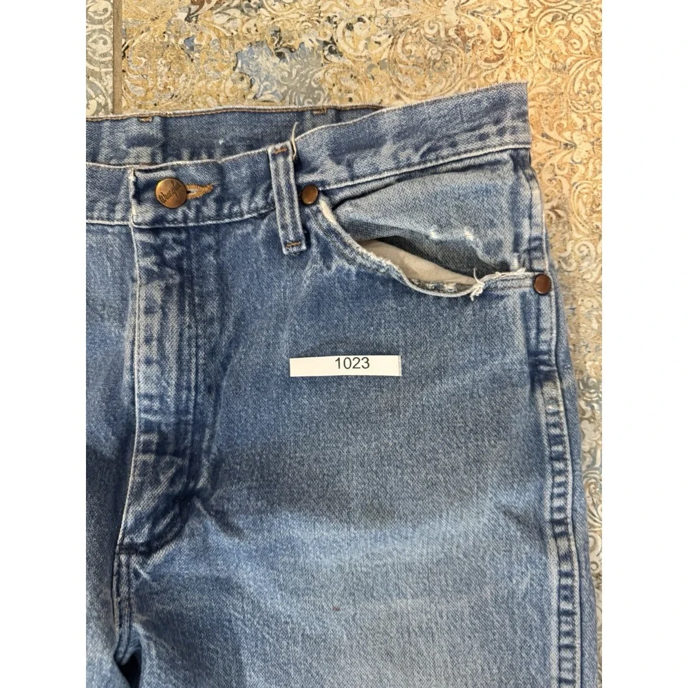Wrangler Jeans Mens 35x32 Blue Relaxed Bootcut Western Cowboy Denim Pants 936PWD